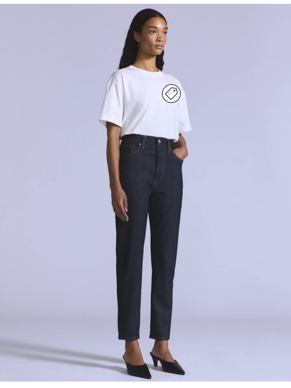 Levi's Blue Tab Japanese Fabric High-Rise Slim Straight Jeans in Dark Indigo